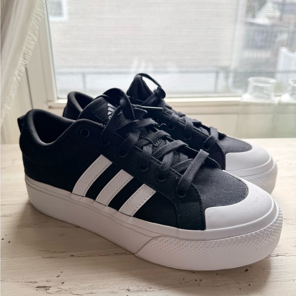 Adidas Classic Black and White Canvas Sneakers - New